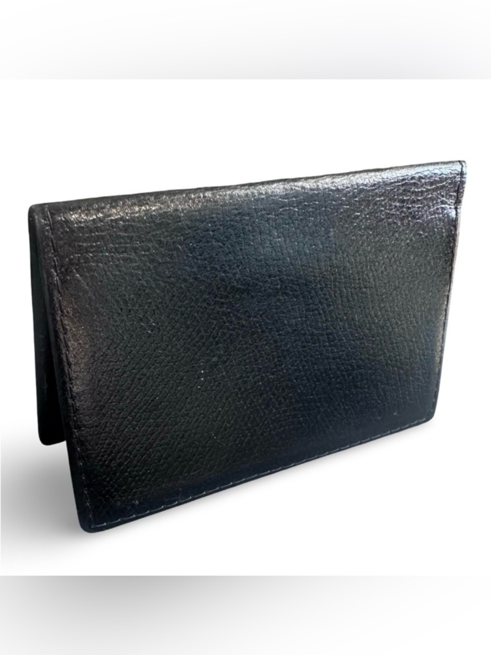 TIFFANY & CO. Black Leather Bifold Slim Card Pocket Wallet Excellent!